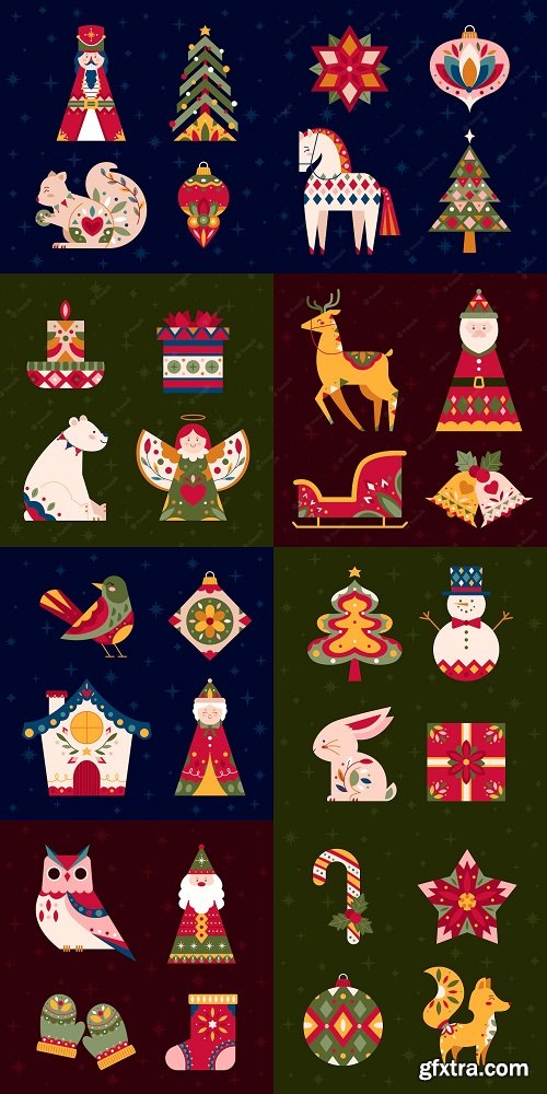 Flat scandinavian christmas elements collection