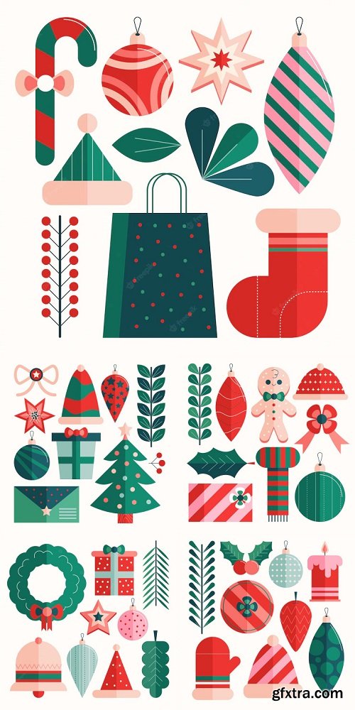 Flat christmas elements collection