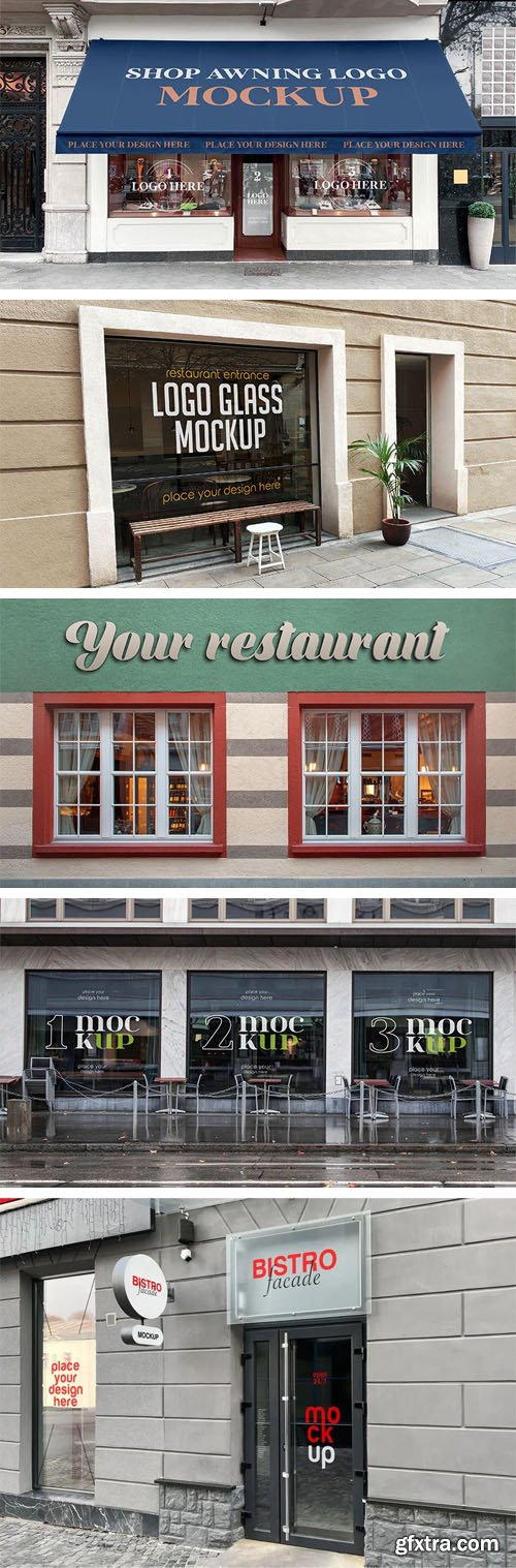 10 Shop Facades PSD Mockups Templates