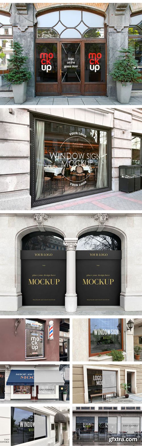 10 Shop Facades PSD Mockups Templates