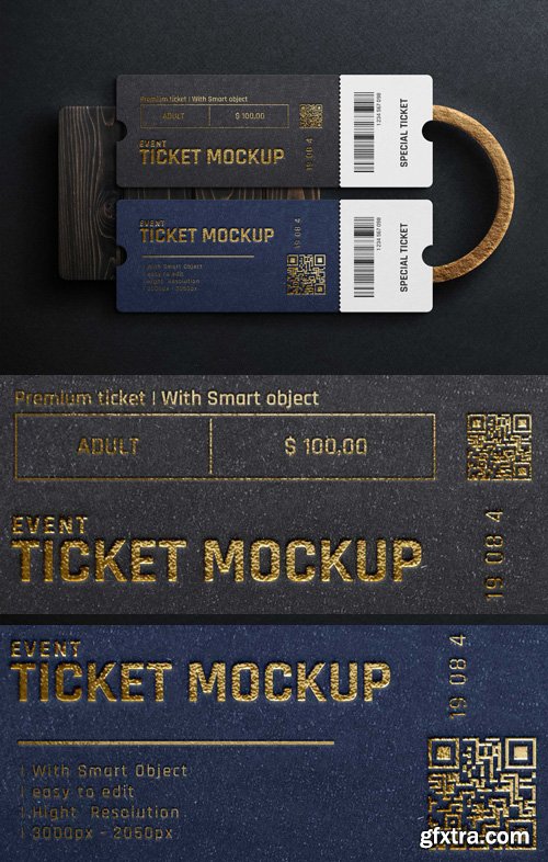 Realistic Ticket PSD Mockup Template