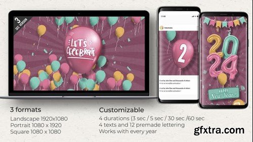 Videohive Balloons Countdown for New Year 41018741