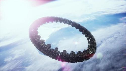 Videohive - Unidentified Alien Spaceship Flying Near Earth Elements Furnished By NASA - 41032802 - 41032802