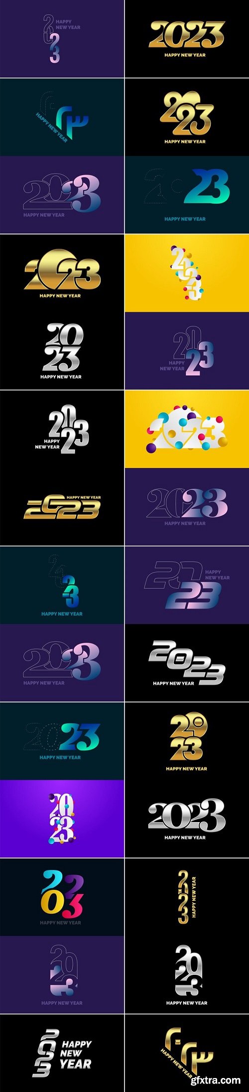 2023 happy new year typography design pack