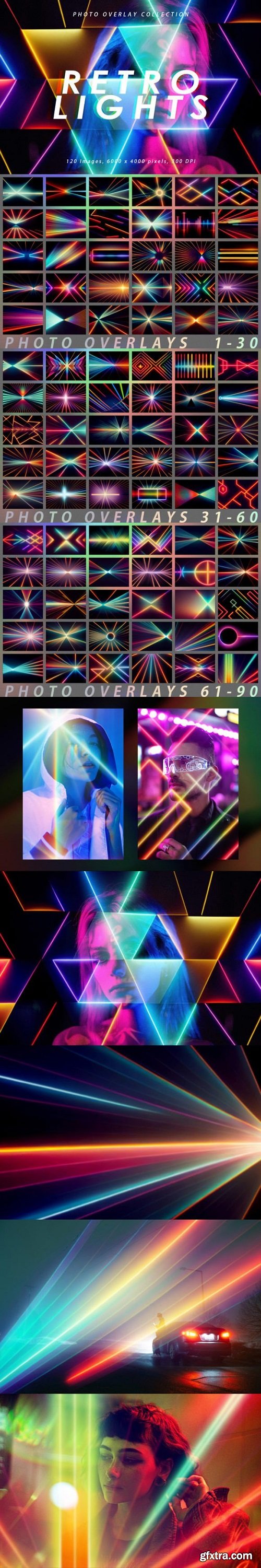 120 Retro Lights Photo Overlays