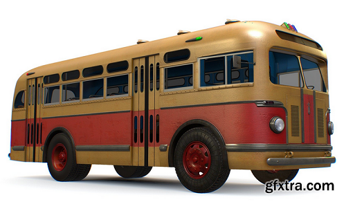 Retro USSR Soviet Vintage ZIS 155 154 City Bus 3D Model