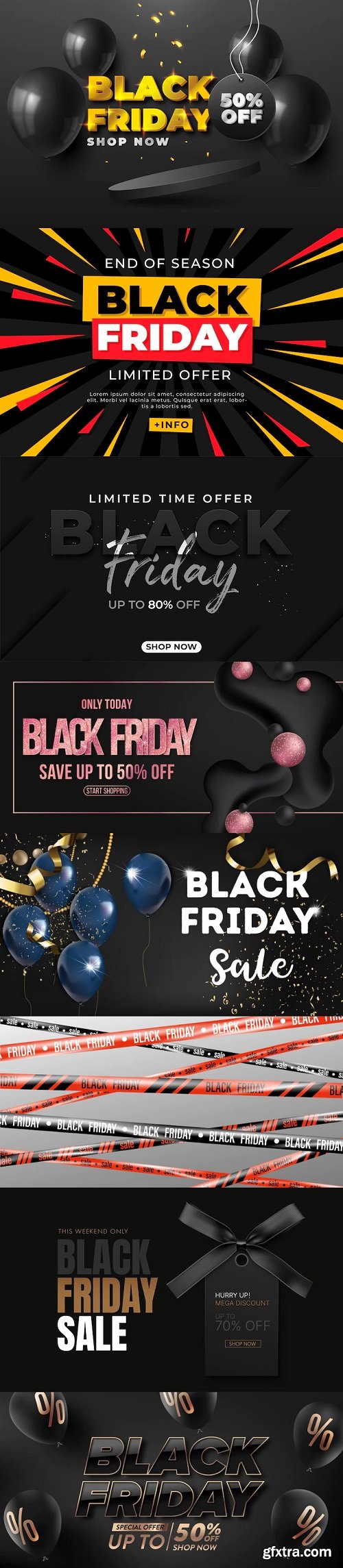 Realistic black friday backgrounds