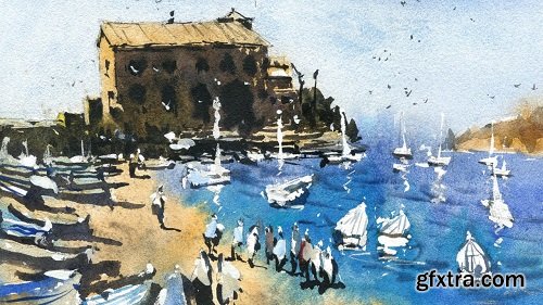 Painting a Coastal Landscape with Boats & Buildings: Watercolor Essentials