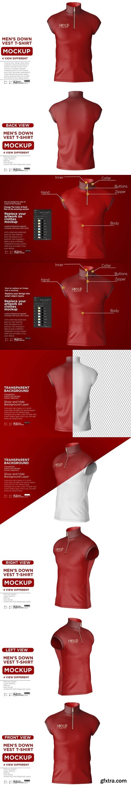 CreativeMarket - Men\'s Down Vest T-Shirt Mockup 10872131