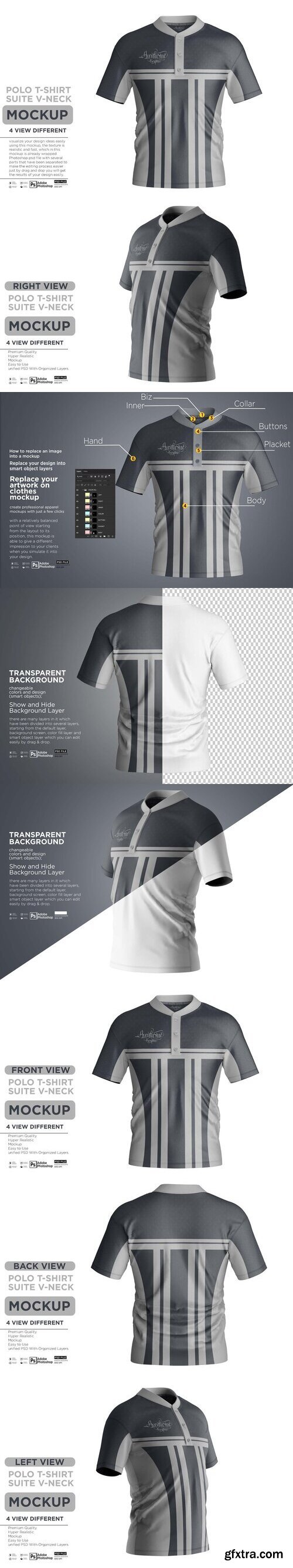 CreativeMarket - Polo T-Shirt Suite V-Neck Mockup 10872113