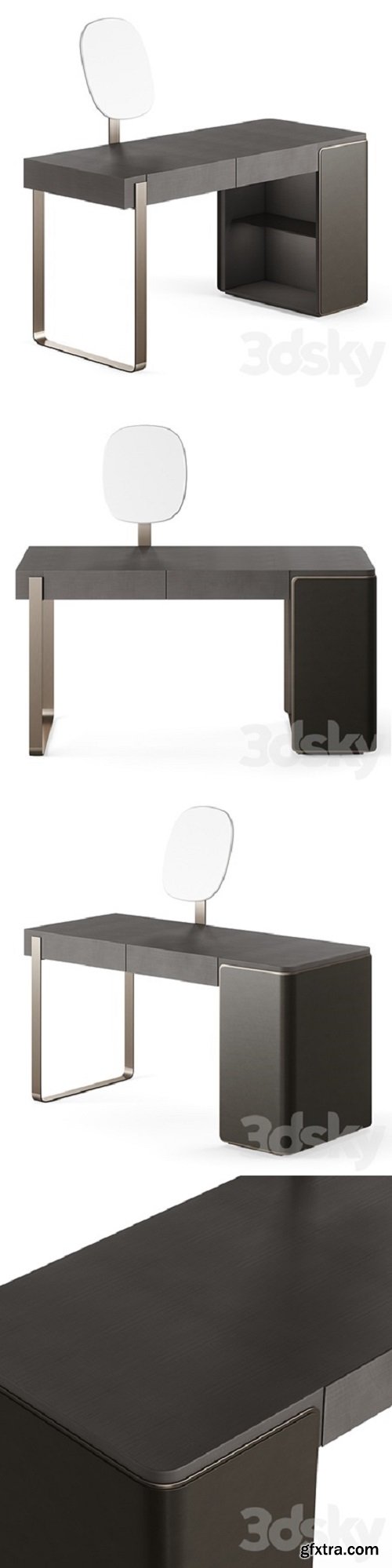 Fendi Icon Lady Desk with Mirror (Charcoal Fiddleback Sycamore)