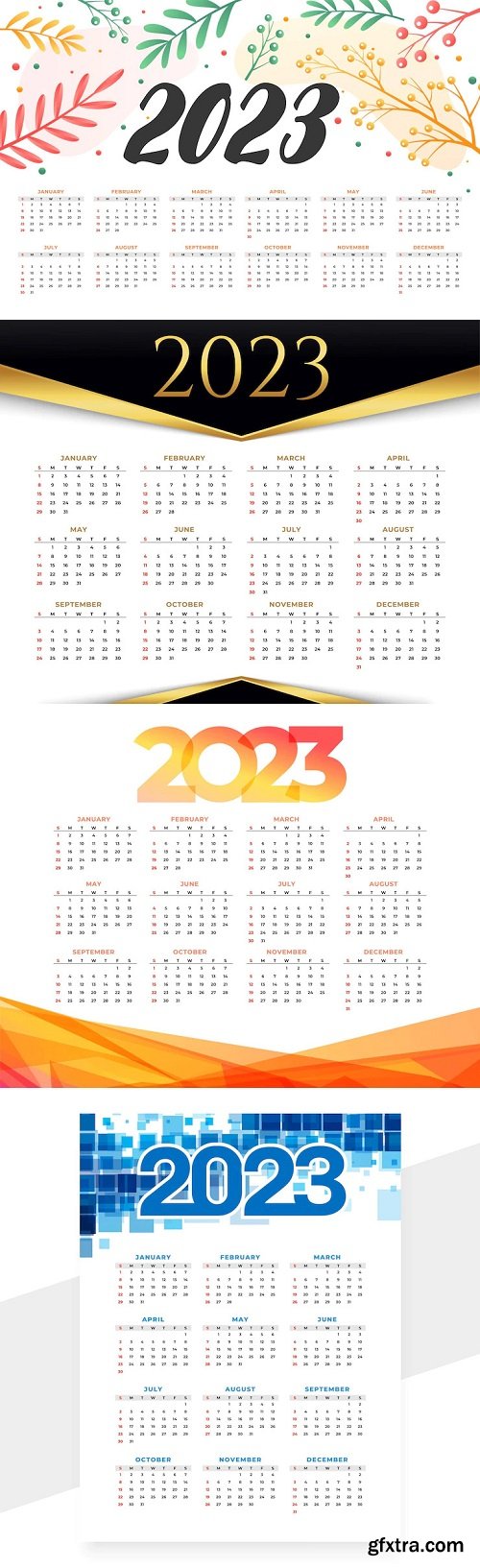 Blue vertical 2023 new year calendar layout design