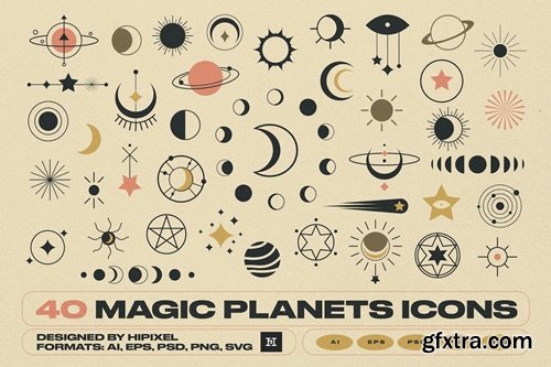 40 Magic Planets Icons T88WYGS