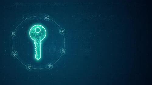 Videohive - Blue security key with line connection and data transfer to futuristic icon technology - 41148878 - 41148878