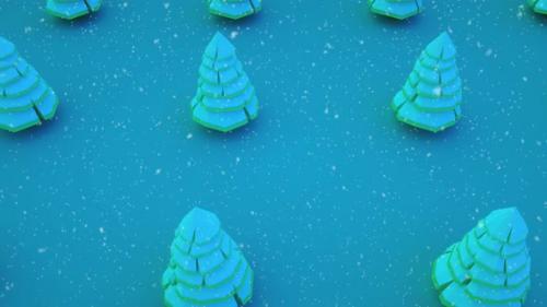 Videohive - Christmas Trees Spinning on Blue Background - 41150133 - 41150133