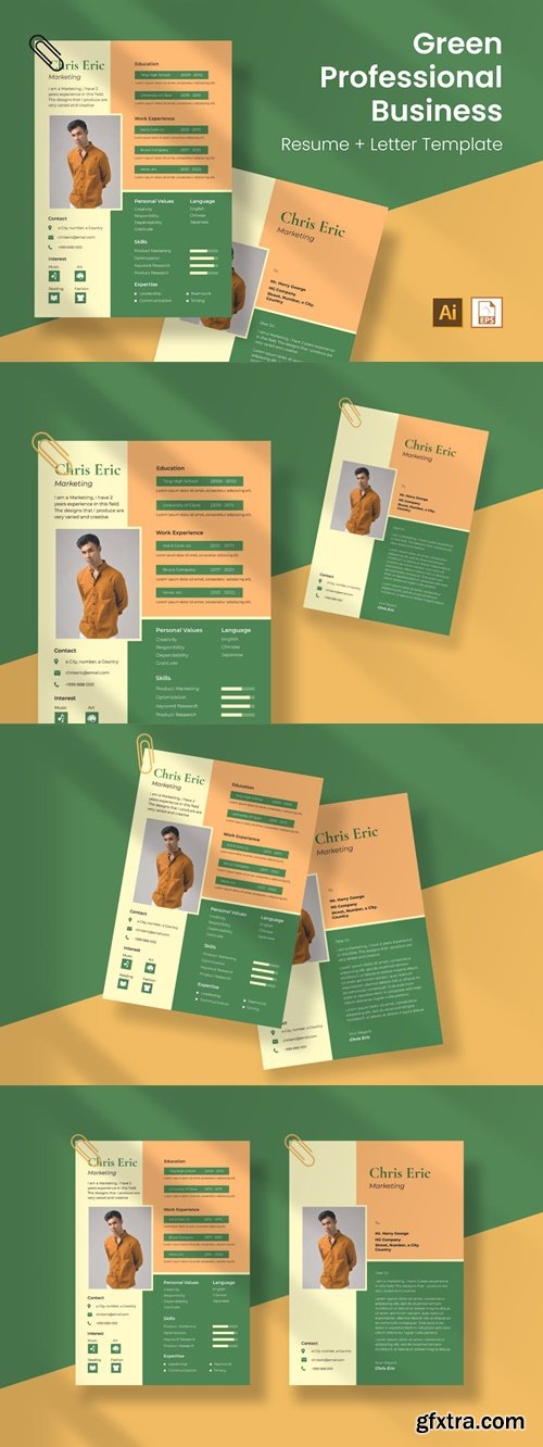 Professional Business Resume Ai & EPS Template GBXEGHJ