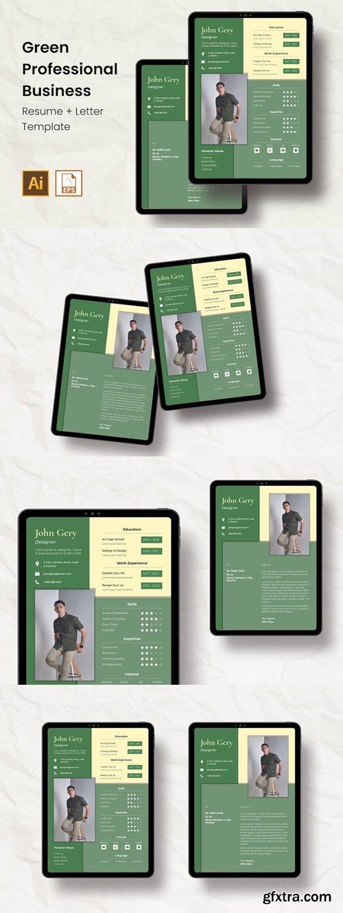 Professional Business Resume Ai & EPS Template ZM67FNR