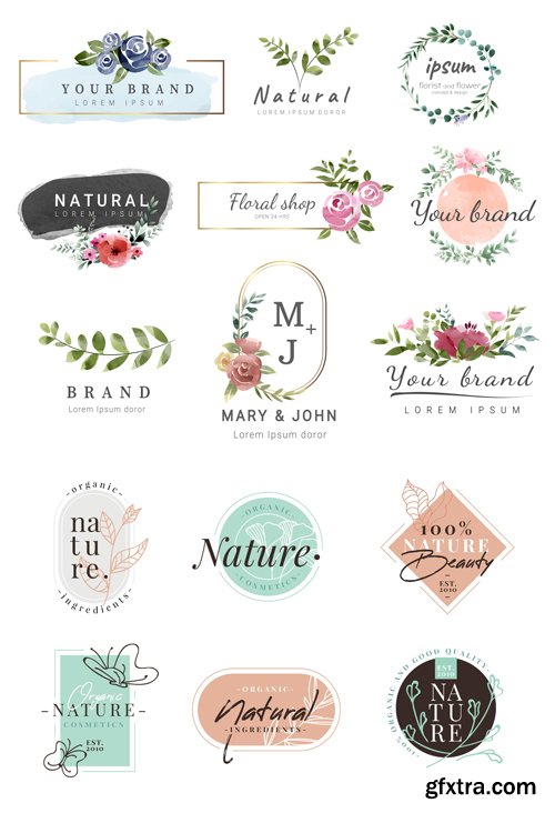 15 Elegant Watercolor Nature Logos Vector Templates