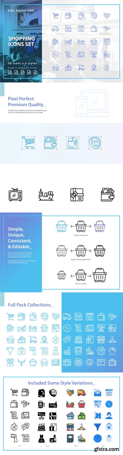 Shopping Icon Set - Pixel Perfect Vector Icons