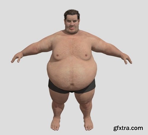 Realistic Fat Man Naked character