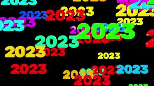 Videohive - Colorful happy new year 2023 text fall down isolated on black background, looped 3d render - 41486226 - 41486226