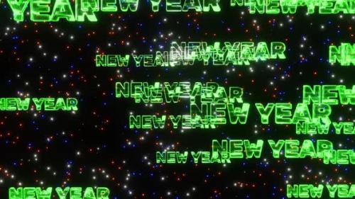 Videohive - Background in the form of falling words new year green neon on a stars background 3d render - 41486229 - 41486229