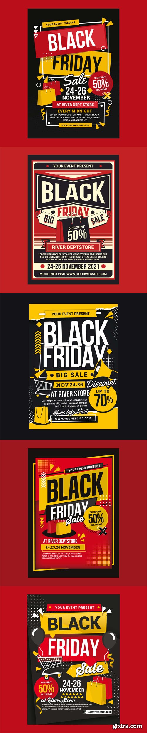 Black Friday - 5 Sale Flyers PSD Templates