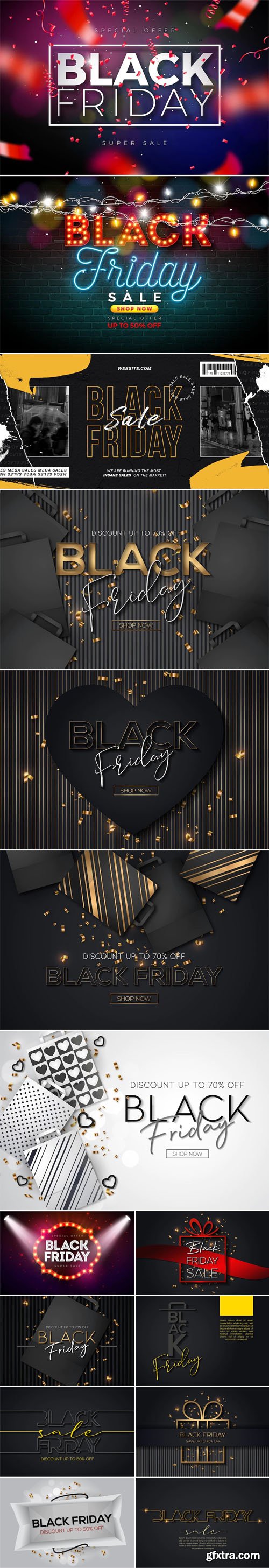 Black Friday - 15 Creative Backgrounds Vector Templates