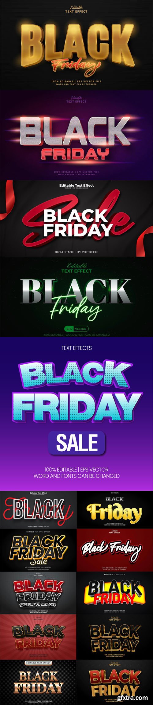 15 Modern Black Friday 3D Text Effects Vector Templates [Vol.3]