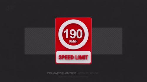 Videohive - Speed sign board 190km - 4K - 41501386 - 41501386