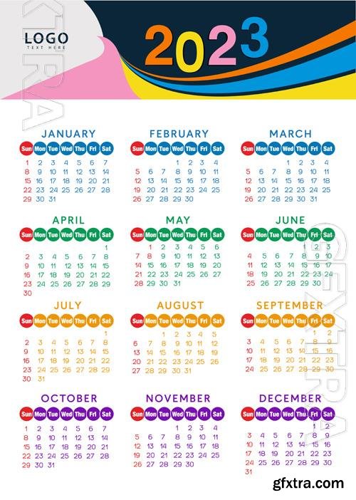 2023 calendar year vector illustration vol 1