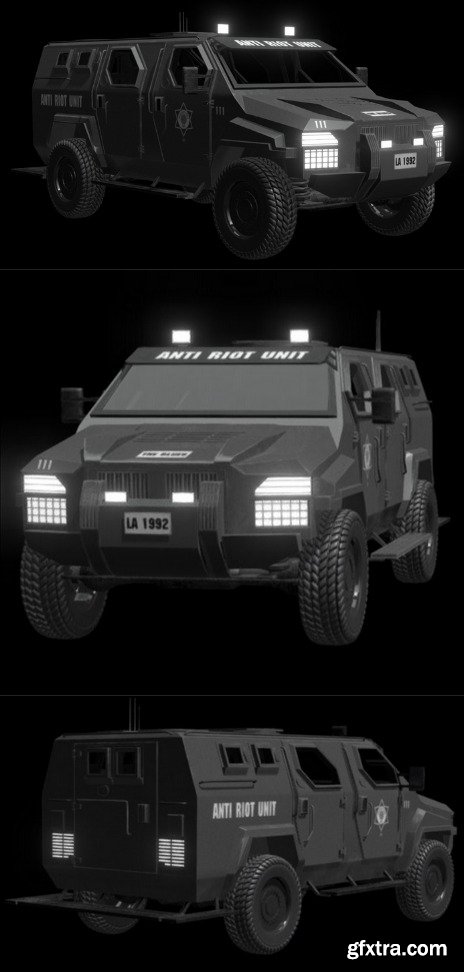 Armoured Police Truck 3D Model