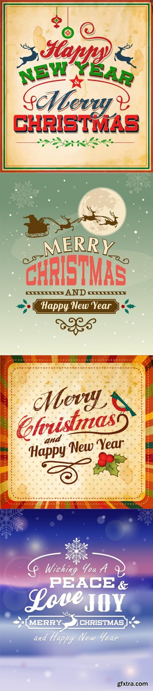 Vintage retro vector christmas card