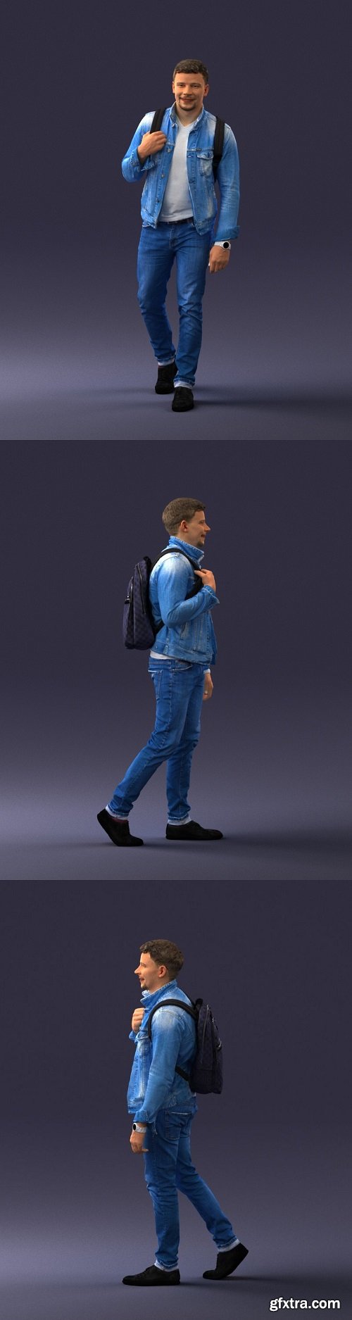 Man with bag 0711 3D Model