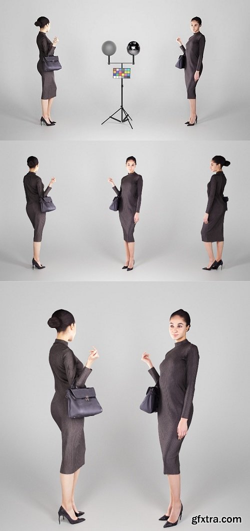 Elegant business woman with a bag 208 3D Model