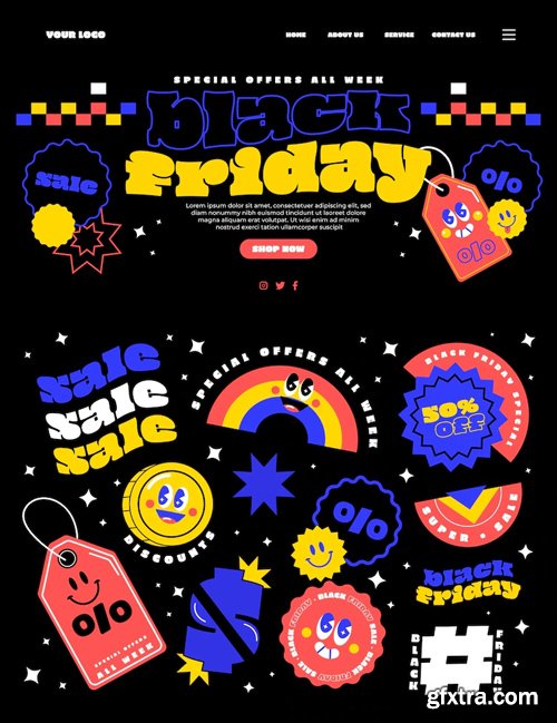 Black Friday Sale Elements Vector Templates