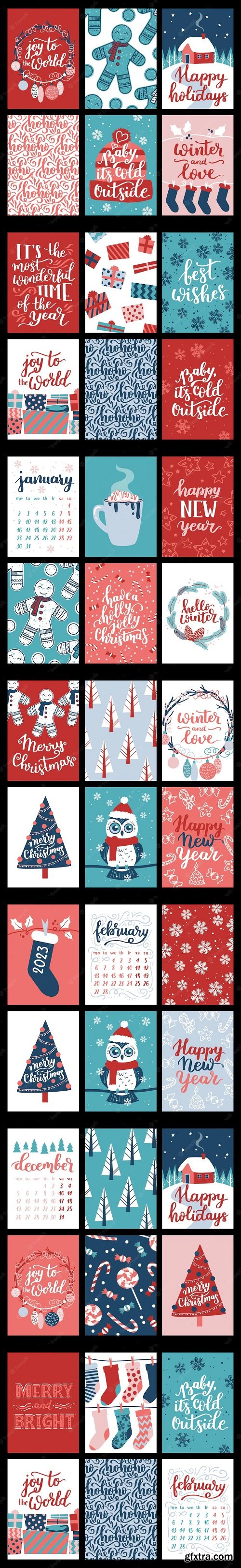 Vector collection of christmas poster templates new year 2023