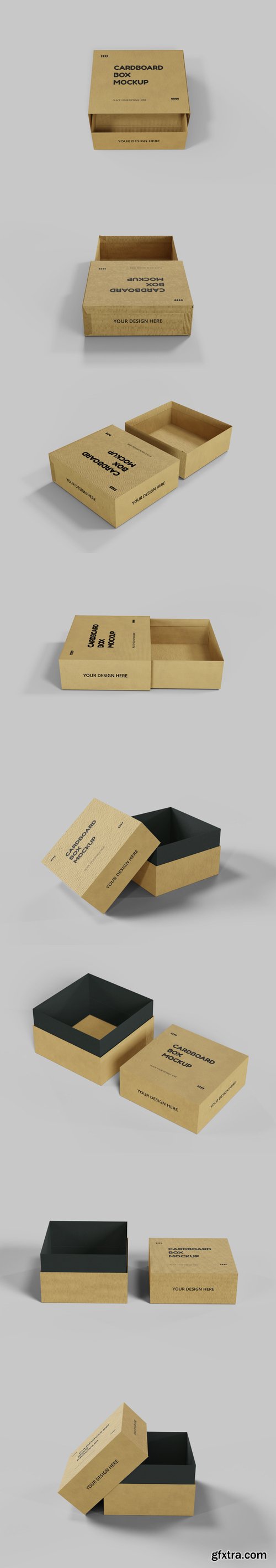 Cardboard paper drawer box packaging mockup - 15PSD