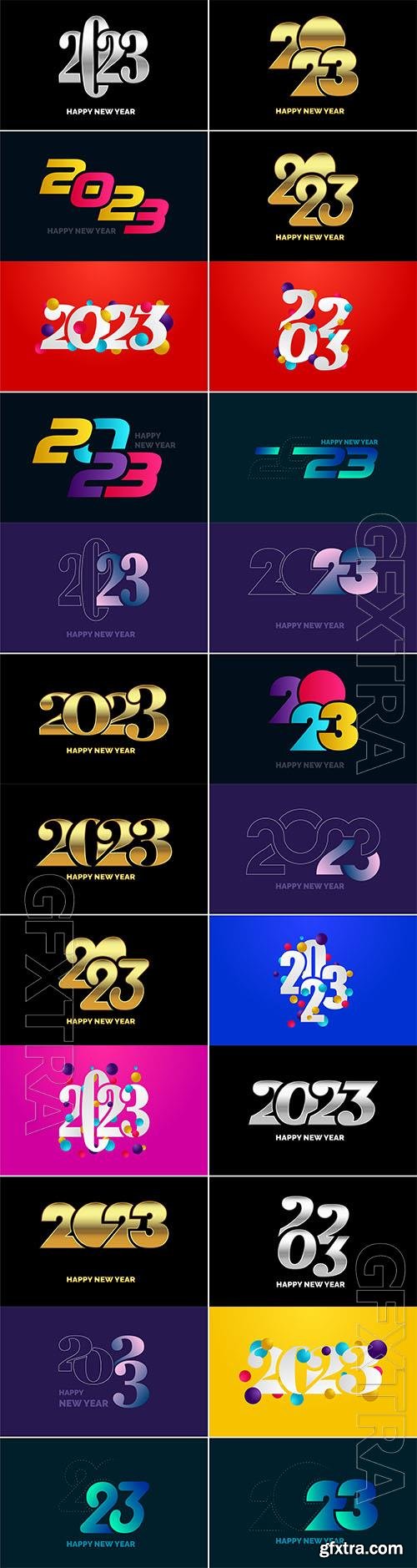 Big set of 2023 happy new year logo text design