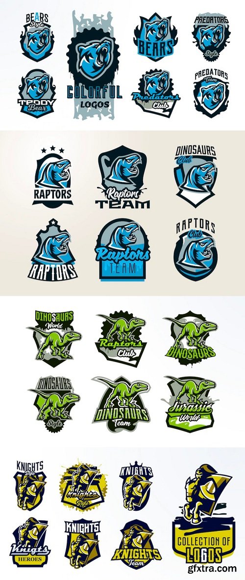 A collection of emblems stickers badges logos