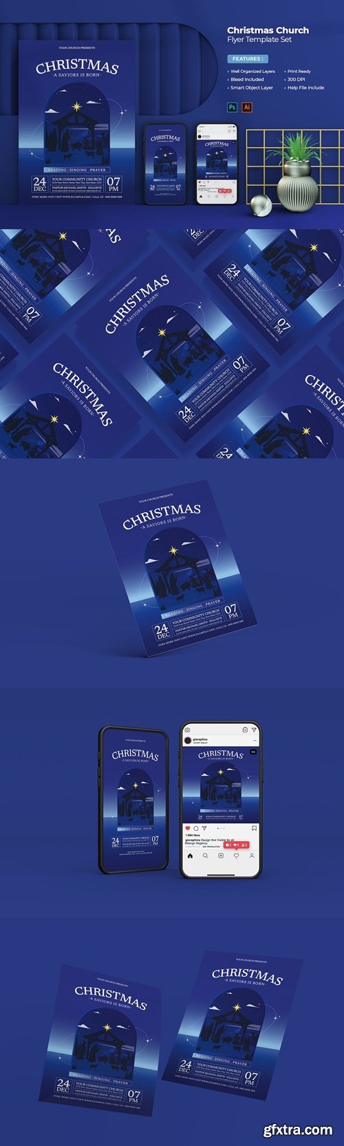 Christmas Church Flyer Template UBKL58H