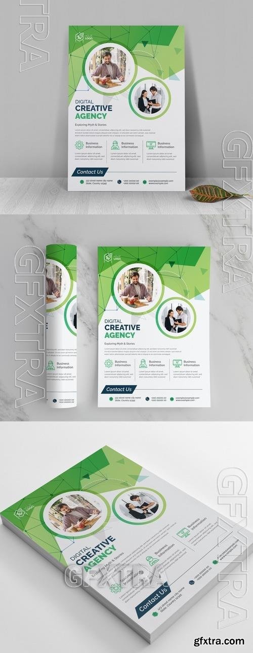Abstract Corporate Flyer Template with Green Accents 521501877