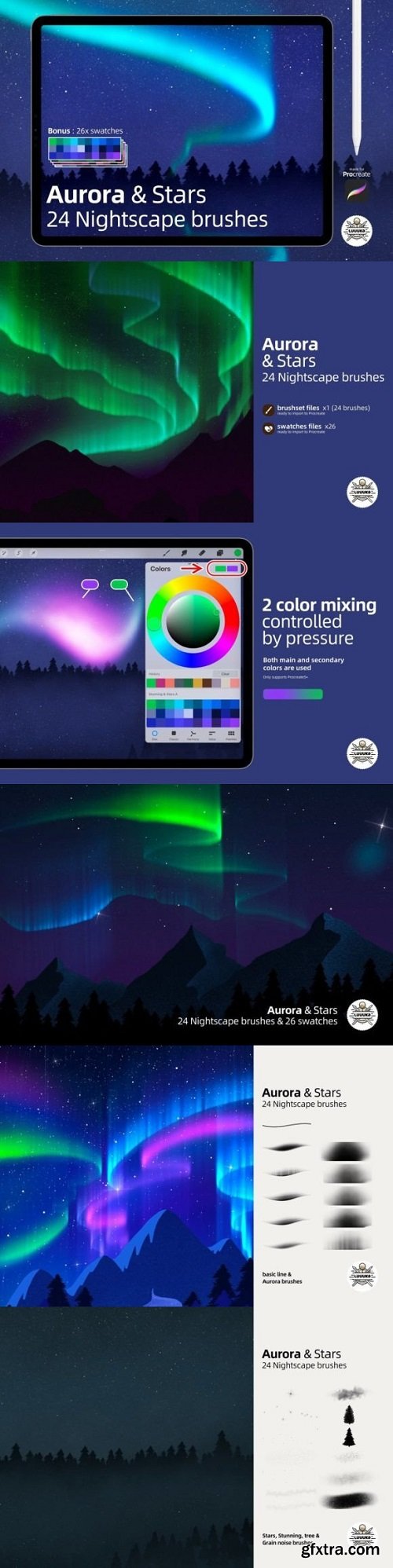 Aurora & Stars Brushes for Procreate