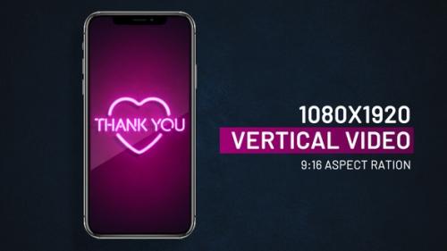 Videohive - Thank You neon sign vertical video - 41686615 - 41686615