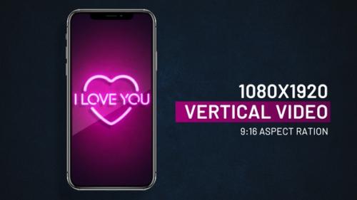 Videohive - I Love You neon sign vertical video - 41686616 - 41686616