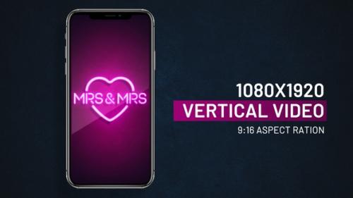 Videohive - Mrs and Mrs neon sign vertical video - 41686622 - 41686622