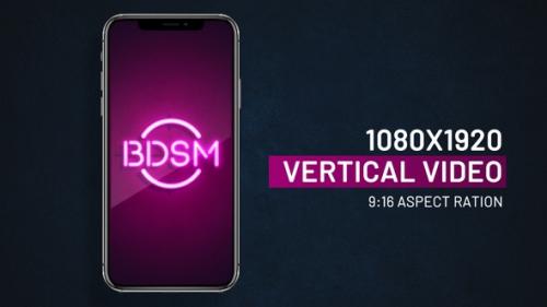 Videohive - Bdsm neon sign vertical video - 41686623 - 41686623
