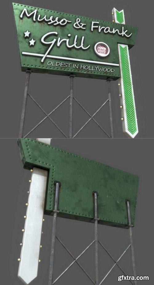 Musso & Frank Restaurant Signage 3D Model