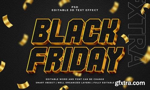 Black friday 3d editable psd text effect with black background
