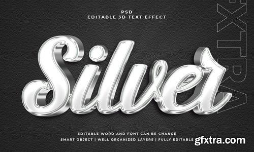 Silver 3d editable psd text effect with background